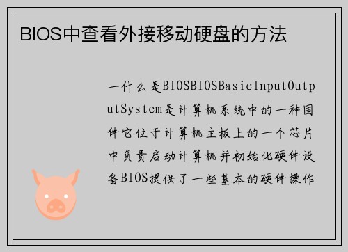 BIOS中查看外接移动硬盘的方法